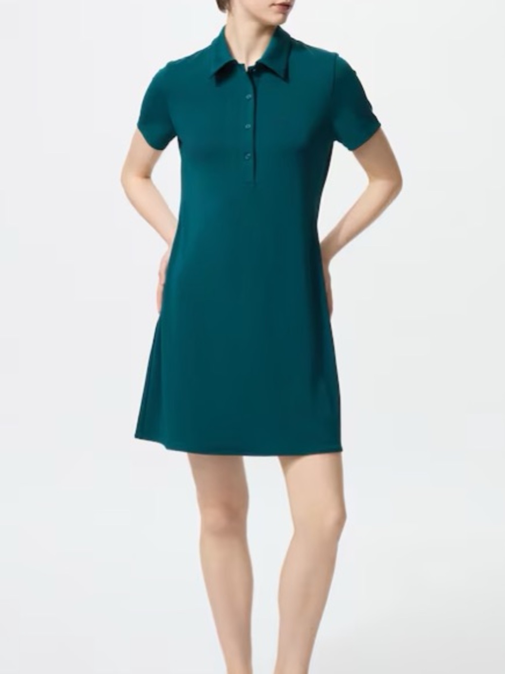 Uniqlo Teal Polo A-Line Mini Dress